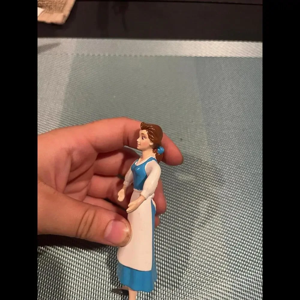 Vintage Disney Just Toys Belle Blue‎ Dress White Apron Plastic Figure 4.5”